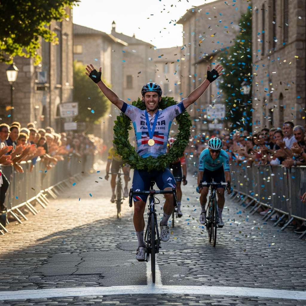 Celebrazione della vittoria sul podio